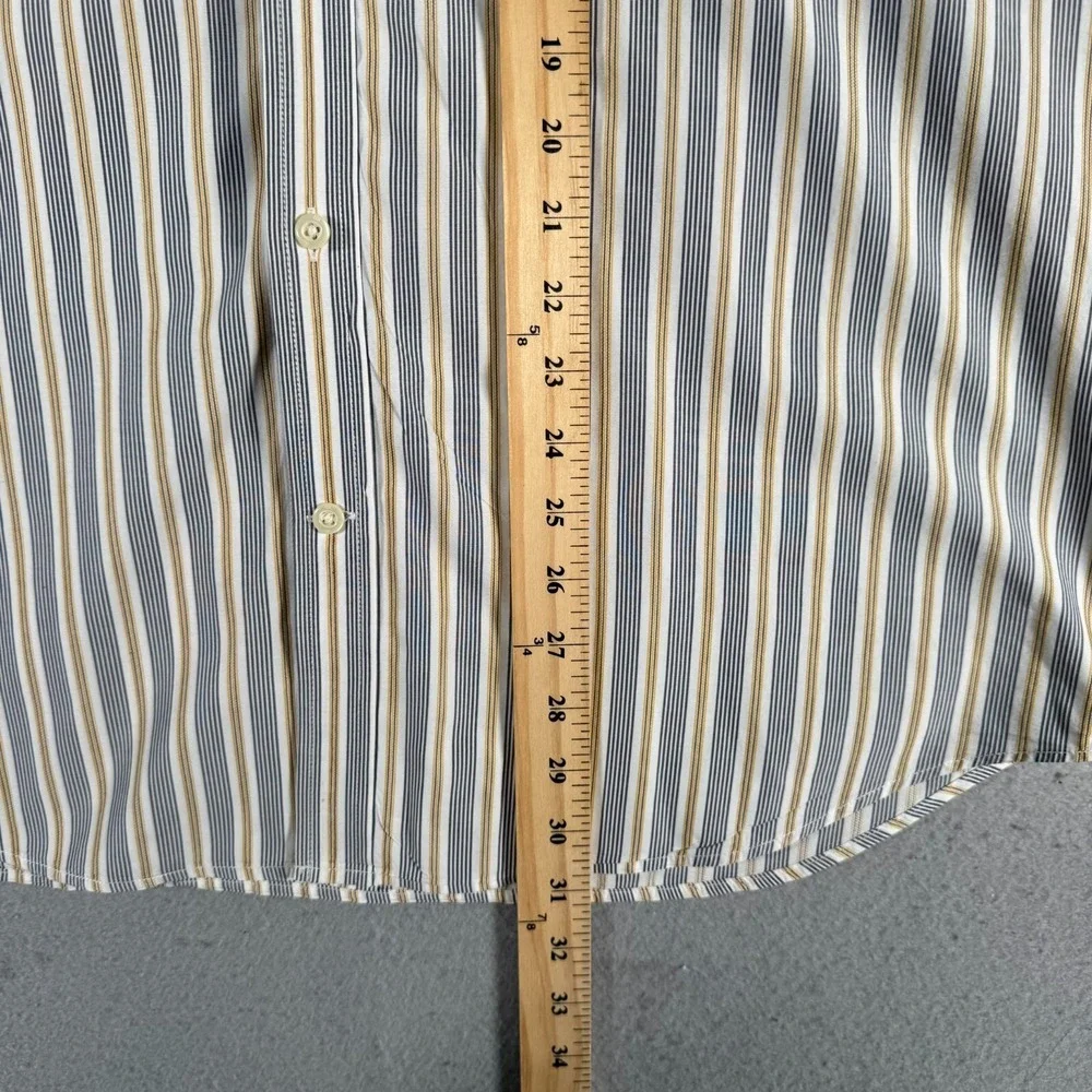 Vintage Banana Republic Button Up Shirt Men Large 16-16.5 White Gray Striped Y2K